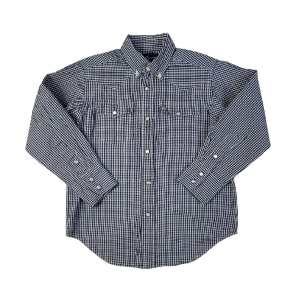 Ralph Lauren Boys Plaid Snap Front Western Shirt Long Sleeve Size 5